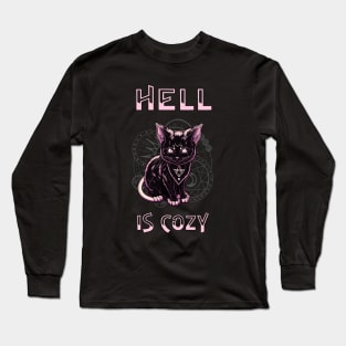 Hell Is Cozy Kitten Satan Goth Baphomet Long Sleeve T-Shirt